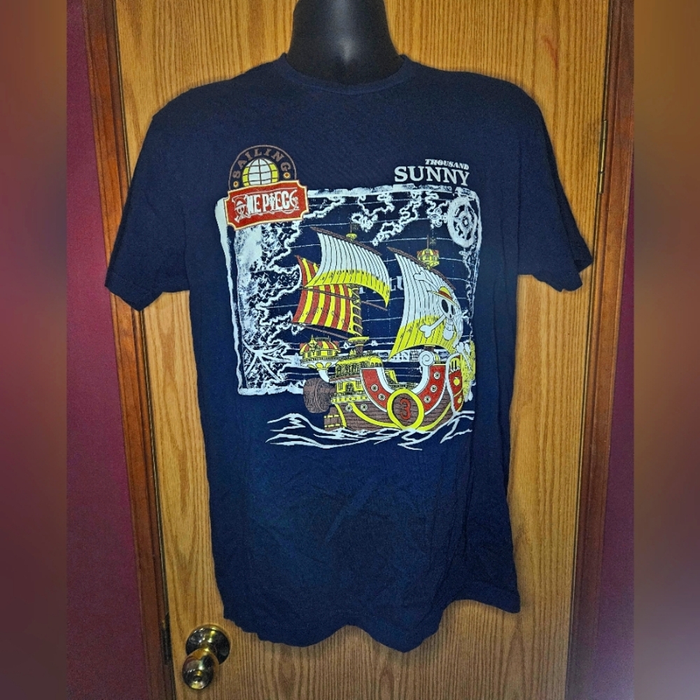 Men's One Piece Thousand Sunny Map T-Shirt Size L